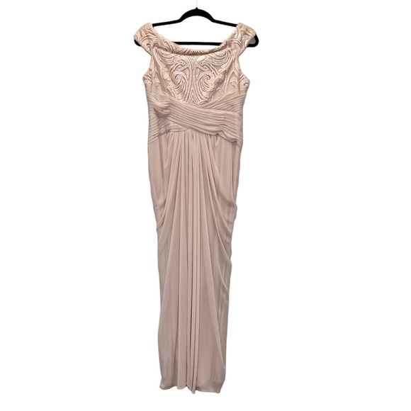 Adrianna Papel Off Shoulder Sequins Tulle Dress Size 8 Blush Pink Party Gown - Picture 7 of 16